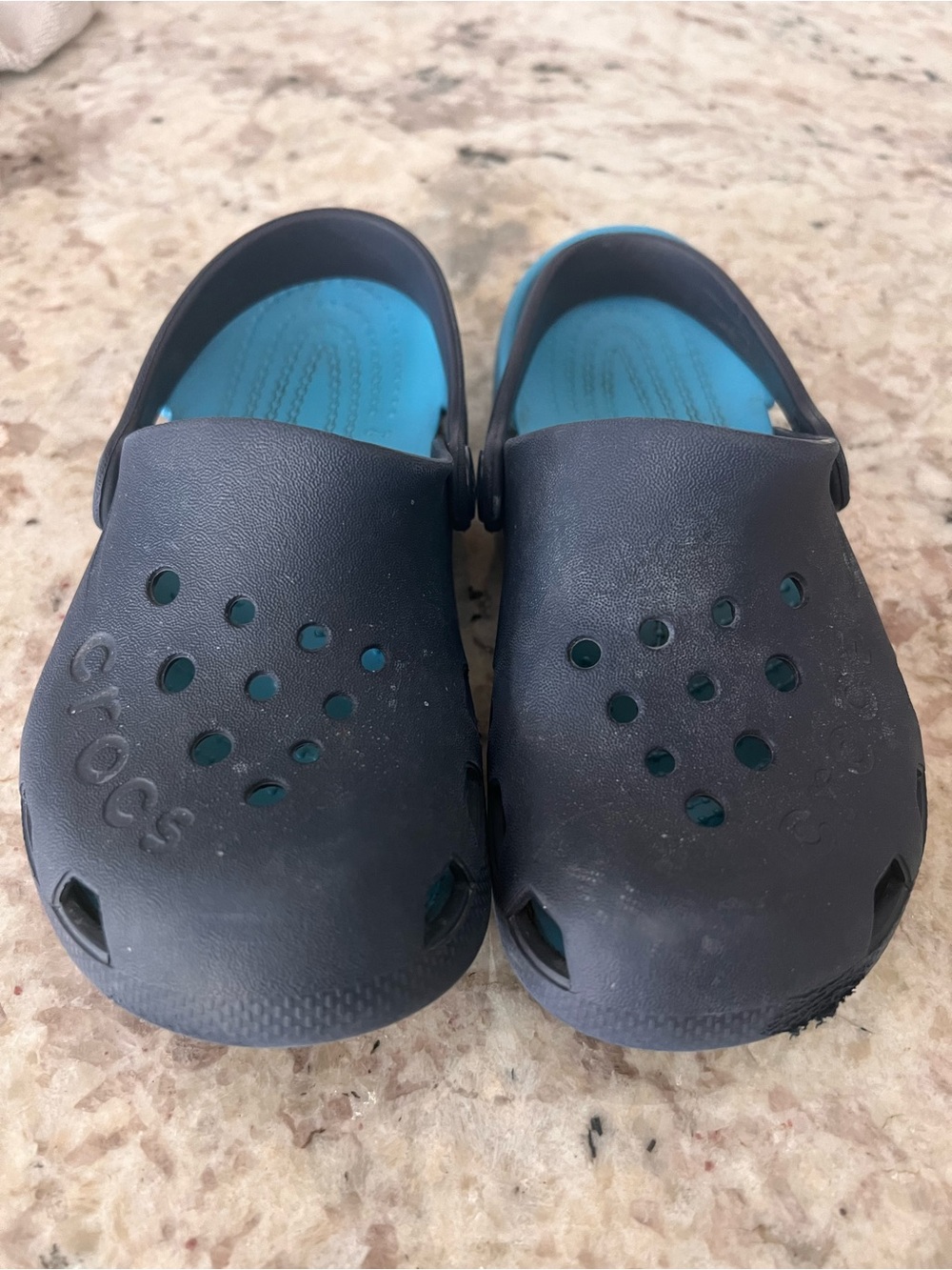 CROCS Kids Clog in Black with Blue Footbed